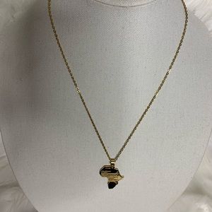 African map gold necklace